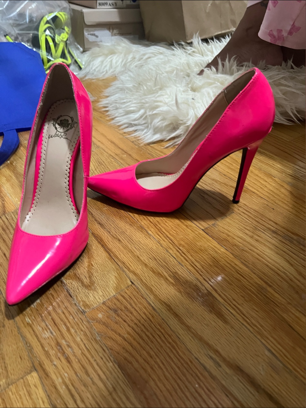Neon Pink Pointed-Toe Stiletto Pumps